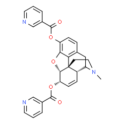 ChemSpider 2D Image | (5alpha,6alpha)-17-Methyl-7,8-didehydro-4,5-epoxymorphinan-3,6-diyl dinicotinate | C29H25N3O5