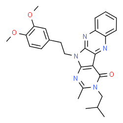 ChemSpider 2D Image | 11-[2-(3,4-Dimethoxyphenyl)ethyl]-3-isobutyl-2-methyl-3,11-dihydro-4H-pyrimido[5',4':4,5]pyrrolo[2,3-b]quinoxalin-4-one | C27H29N5O3