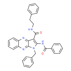 ChemSpider 2D Image | 2-(Benzoylamino)-1-benzyl-N-(2-phenylethyl)-1H-pyrrolo[2,3-b]quinoxaline-3-carboxamide | C33H27N5O2