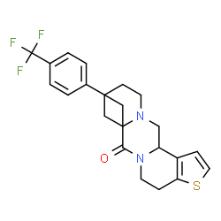 ChemSpider 2D Image | 1-[4-(1-Piperidinylmethyl)-6,7-dihydrothieno[3,2-c]pyridin-5(4H)-yl]-2-[4-(trifluoromethyl)phenyl]ethanone | C22H25F3N2OS