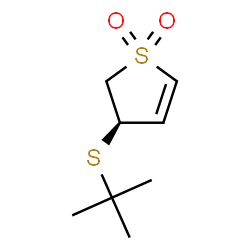 ChemSpider 2D Image | (3R)-3-[(2-Methyl-2-propanyl)sulfanyl]-2,3-dihydrothiophene 1,1-dioxide | C8H14O2S2