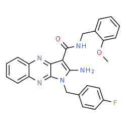 ChemSpider 2D Image | 2-Amino-1-(4-fluorobenzyl)-N-(2-methoxybenzyl)-1H-pyrrolo[2,3-b]quinoxaline-3-carboxamide | C26H22FN5O2