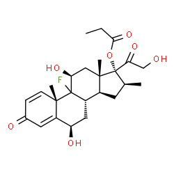 ChemSpider 2D Image | (6beta,9xi,11beta,16beta)-9-Fluoro-6,11,21-trihydroxy-16-methyl-3,20-dioxopregna-1,4-dien-17-yl propionate | C25H33FO7