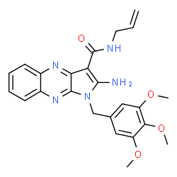 ChemSpider 2D Image | N-Allyl-2-amino-1-(3,4,5-trimethoxybenzyl)-1H-pyrrolo[2,3-b]quinoxaline-3-carboxamide | C24H25N5O4