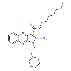 ChemSpider 2D Image | Heptyl 2-amino-1-[2-(1-cyclohexen-1-yl)ethyl]-1H-pyrrolo[2,3-b]quinoxaline-3-carboxylate | C26H34N4O2