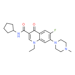 ChemSpider 2D Image | N-Cyclopentyl-1-ethyl-6-fluoro-7-(4-methyl-1-piperazinyl)-4-oxo-1,4-dihydro-3-quinolinecarboxamide | C22H29FN4O2