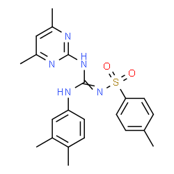 ChemSpider 2D Image | N-{[(3,4-Dimethylphenyl)amino][(4,6-dimethyl-2-pyrimidinyl)amino]methylene}-4-methylbenzenesulfonamide | C22H25N5O2S