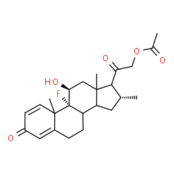 ChemSpider 2D Image | (8xi,10xi,11beta,13xi,14xi,16alpha,17xi)-9-Fluoro-11-hydroxy-16-methyl-3,20-dioxopregna-1,4-dien-21-yl acetate | C24H31FO5