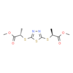 ChemSpider 2D Image | Dimethyl (2S,2'S)-2,2'-(1,3,4-thiadiazole-2,5-diyldisulfanediyl)dipropanoate | C10H14N2O4S3