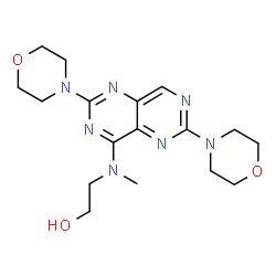 ChemSpider 2D Image | 2-((2,6-di-4-morpholinylpyrimido(5,4-d)pyrimidin-4-yl)methylamino)ethanol | C17H25N7O3