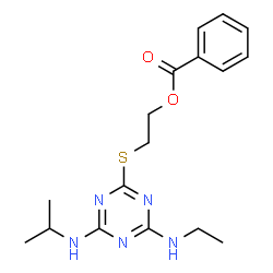 ChemSpider 2D Image | 2-{[4-(Ethylamino)-6-(isopropylamino)-1,3,5-triazin-2-yl]sulfanyl}ethyl benzoate | C17H23N5O2S