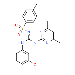 ChemSpider 2D Image | N-{[(4,6-Dimethyl-2-pyrimidinyl)amino][(3-methoxyphenyl)amino]methylene}-4-methylbenzenesulfonamide | C21H23N5O3S