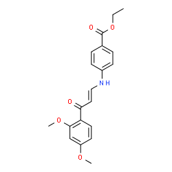 ChemSpider 2D Image | Ethyl 4-{[(1E)-3-(2,4-dimethoxyphenyl)-3-oxo-1-propen-1-yl]amino}benzoate | C20H21NO5