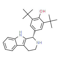 ChemSpider 2D Image | 2,6-Bis(2-methyl-2-propanyl)-4-[(1S)-2,3,4,9-tetrahydro-1H-beta-carbolin-1-yl]phenol | C25H32N2O