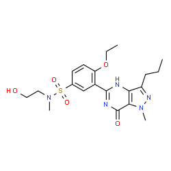 ChemSpider 2D Image | 4-Ethoxy-N-(2-hydroxyethyl)-N-methyl-3-(1-methyl-7-oxo-3-propyl-4,7-dihydro-1H-pyrazolo[4,3-d]pyrimidin-5-yl)benzenesulfonamide | C20H27N5O5S