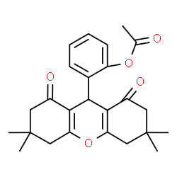 ChemSpider 2D Image | 2-(3,3,6,6-Tetramethyl-1,8-dioxo-2,3,4,5,6,7,8,9-octahydro-1H-xanthen-9-yl)phenyl acetate | C25H28O5