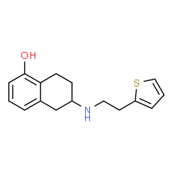 ChemSpider 2D Image | 6-{[2-(2-Thienyl)ethyl]amino}-5,6,7,8-tetrahydro-1-naphthalenol | C16H19NOS
