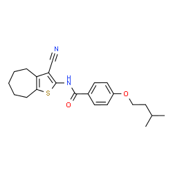 ChemSpider 2D Image | N-{3-cyano-4H,5H,6H,7H,8H-cyclohepta[b]thiophen-2-yl}-4-(3-methylbutoxy)benzamide | C22H26N2O2S