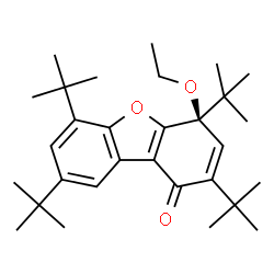 ChemSpider 2D Image | (4R)-4-Ethoxy-2,4,6,8-tetrakis(2-methyl-2-propanyl)dibenzo[b,d]furan-1(4H)-one | C30H44O3