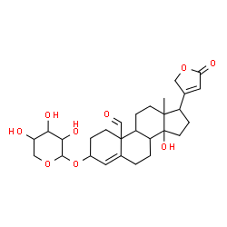 ChemSpider 2D Image | 14-Hydroxy-19-oxo-3-(pentopyranosyloxy)carda-4,20(22)-dienolide | C28H38O9