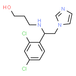 ChemSpider 2D Image | 3-{[1-(2,4-Dichlorophenyl)-2-(1H-imidazol-1-yl)ethyl]amino}-1-propanol | C14H17Cl2N3O