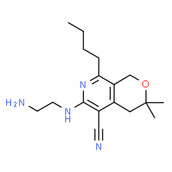 ChemSpider 2D Image | 6-[(2-Aminoethyl)amino]-8-butyl-3,3-dimethyl-3,4-dihydro-1H-pyrano[3,4-c]pyridine-5-carbonitrile | C17H26N4O