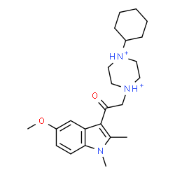 ChemSpider 2D Image | 1-Cyclohexyl-4-[2-(5-methoxy-1,2-dimethyl-1H-indol-3-yl)-2-oxoethyl]piperazinediium | C23H35N3O2