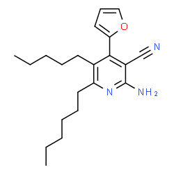 ChemSpider 2D Image | 2-Amino-4-(2-furyl)-6-hexyl-5-pentylnicotinonitrile | C21H29N3O