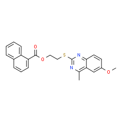 ChemSpider 2D Image | 2-[(6-Methoxy-4-methyl-2-quinazolinyl)sulfanyl]ethyl 1-naphthoate | C23H20N2O3S
