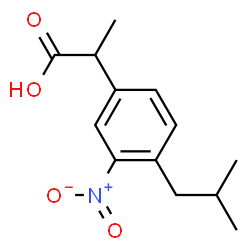 ChemSpider 2D Image | 2-(4-Isobutyl-3-nitrophenyl)propanoic acid | C13H17NO4