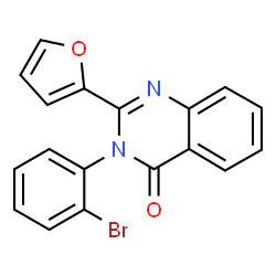 ChemSpider 2D Image | 3-(2-Bromophenyl)-2-(2-furyl)-4(3H)-quinazolinone | C18H11BrN2O2