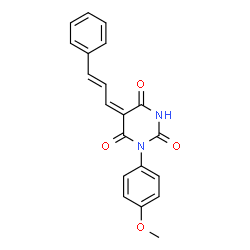ChemSpider 2D Image | (5E)-1-(4-Methoxyphenyl)-5-[(2E)-3-phenyl-2-propen-1-ylidene]-2,4,6(1H,3H,5H)-pyrimidinetrione | C20H16N2O4