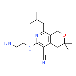 ChemSpider 2D Image | 6-[(2-Aminoethyl)amino]-8-isobutyl-3,3-dimethyl-3,4-dihydro-1H-pyrano[3,4-c]pyridine-5-carbonitrile | C17H26N4O