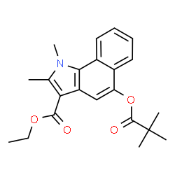 ChemSpider 2D Image | Ethyl 5-[(2,2-dimethylpropanoyl)oxy]-1,2-dimethyl-1H-benzo[g]indole-3-carboxylate | C22H25NO4
