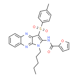 ChemSpider 2D Image | N-{3-[(4-Methylphenyl)sulfonyl]-1-pentyl-1H-pyrrolo[2,3-b]quinoxalin-2-yl}-2-furamide | C27H26N4O4S