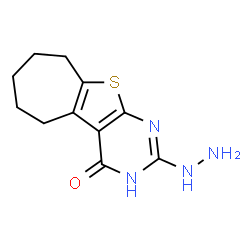 ChemSpider 2D Image | 2-Hydrazino-3,5,6,7,8,9-hexahydro-4H-cyclohepta[4,5]thieno[2,3-d]pyrimidin-4-one | C11H14N4OS