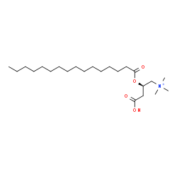 ChemSpider 2D Image | (2R)-3-Carboxy-N,N,N-trimethyl-2-(palmitoyloxy)-1-propanaminium | C23H46NO4