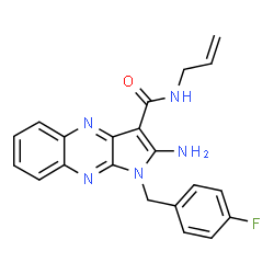 ChemSpider 2D Image | N-Allyl-2-amino-1-(4-fluorobenzyl)-1H-pyrrolo[2,3-b]quinoxaline-3-carboxamide | C21H18FN5O