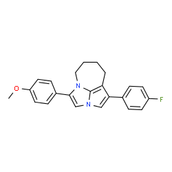 ChemSpider 2D Image | 1-(4-Fluorophenyl)-4-(4-methoxyphenyl)-5,6,7,8-tetrahydro-2a,4a-diazacyclopenta[cd]azulene | C23H21FN2O