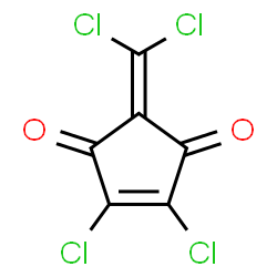 ChemSpider 2D Image | Perchloro-2-methylene-4-cyclopentene-1,3-dione | C6Cl4O2