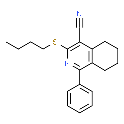ChemSpider 2D Image | 3-(Butylsulfanyl)-1-phenyl-5,6,7,8-tetrahydro-4-isoquinolinecarbonitrile | C20H22N2S
