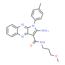 ChemSpider 2D Image | 2-Amino-N-(3-methoxypropyl)-1-(4-methylphenyl)-1H-pyrrolo[2,3-b]quinoxaline-3-carboxamide | C22H23N5O2