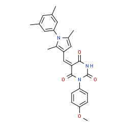 ChemSpider 2D Image | (5E)-5-{[1-(3,5-dimethylphenyl)-2,5-dimethylpyrrol-3-yl]methylidene}-1-(4-methoxyphenyl)-1,3-diazinane-2,4,6-trione | C26H25N3O4
