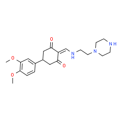 ChemSpider 2D Image | 5-(3,4-Dimethoxyphenyl)-2-({[2-(1-piperazinyl)ethyl]amino}methylene)-1,3-cyclohexanedione | C21H29N3O4