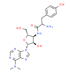 ChemSpider 2D Image | 3'-Deoxy-N,N-dimethyl-3'-(tyrosylamino)adenosine | C21H27N7O5