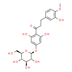 ChemSpider 2D Image | 3,5-Dihydroxy-4-[3-(3-hydroxy-4-methoxyphenyl)propanoyl]phenyl beta-D-glucopyranoside | C22H26O11