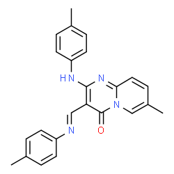 ChemSpider 2D Image | 7-Methyl-2-[(4-methylphenyl)amino]-3-{(E)-[(4-methylphenyl)imino]methyl}-4H-pyrido[1,2-a]pyrimidin-4-one | C24H22N4O