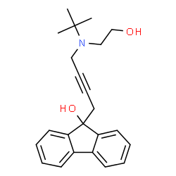 ChemSpider 2D Image | 9-{4-[tert-butyl(2-hydroxyethyl)amino]but-2-yn-1-yl}-9H-fluoren-9-ol | C23H27NO2