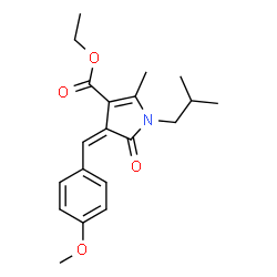 ChemSpider 2D Image | Ethyl (4Z)-1-isobutyl-4-(4-methoxybenzylidene)-2-methyl-5-oxo-4,5-dihydro-1H-pyrrole-3-carboxylate | C20H25NO4