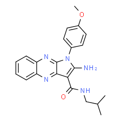 ChemSpider 2D Image | 2-Amino-N-isobutyl-1-(4-methoxyphenyl)-1H-pyrrolo[2,3-b]quinoxaline-3-carboxamide | C22H23N5O2